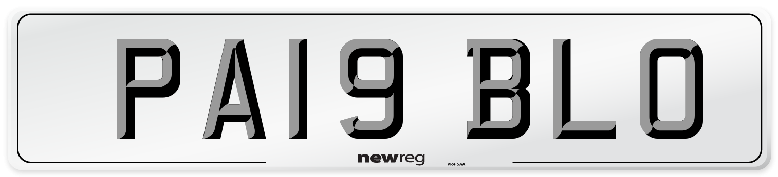 PA19 BLO Number Plate from New Reg